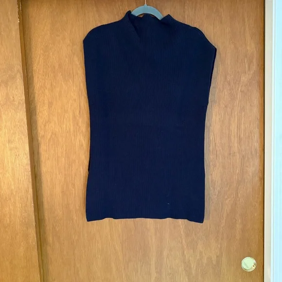 Banana Republic Womens M Long Sweater Vest with Slit Sides Navy Blue - Picture 5 of 10